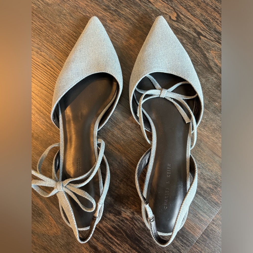 Charles & Keith blue sling back sandals/flats, size 37
